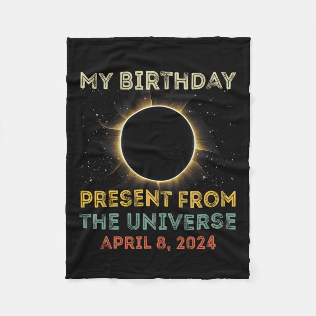 Solar Eclipse 2024 Birthday Present 4.8.24 Totalit Fleecefilt (Framsidan)