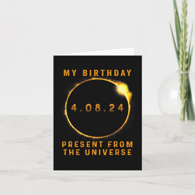 Solar Eclipse 2024 Birthday Present 4.8.24 Totalit Kort (Framsida)
