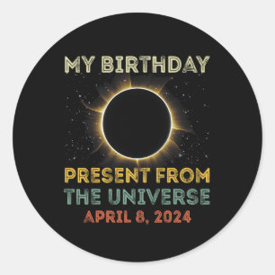 Solar Eclipse 2024 Birthday Present 4.8.24 Totalit Runt Klistermärke