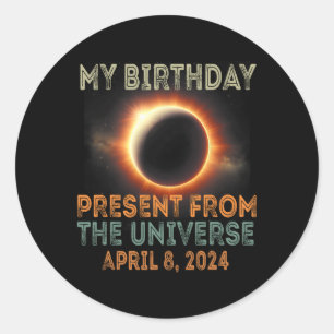 Solar Eclipse 2024 Birthday Present 4.8.24 Totalit Runt Klistermärke