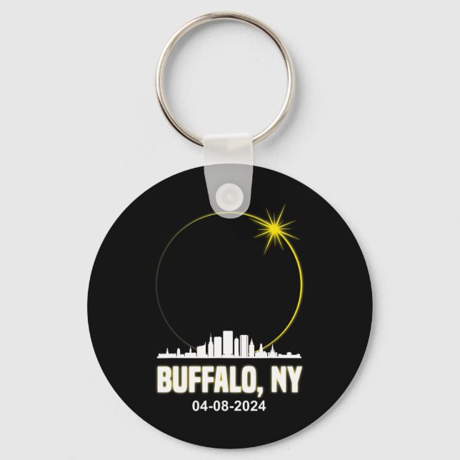 Solar Eclipse 2024 Buffalo Skyline Total Solar Ecl Nyckelring (Framsida)