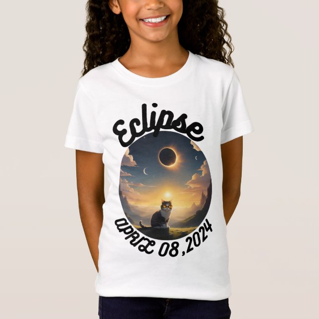 Solar Eclipse,2024 Cat Wearing Solar Eclips Glasse T Shirt (Framsida)