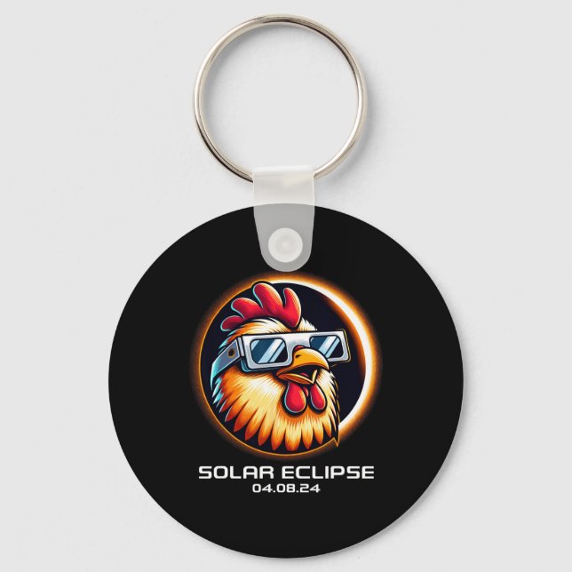 Solar Eclipse 2024 Chicken Totality Cute Matching Nyckelring (Framsida)
