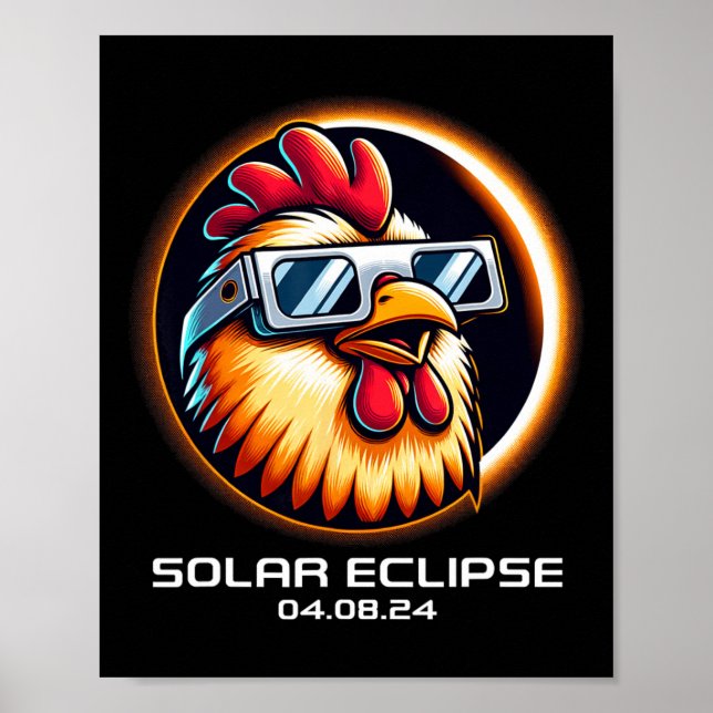 Solar Eclipse 2024 Chicken Totality Cute Matching Poster (Framsidan)