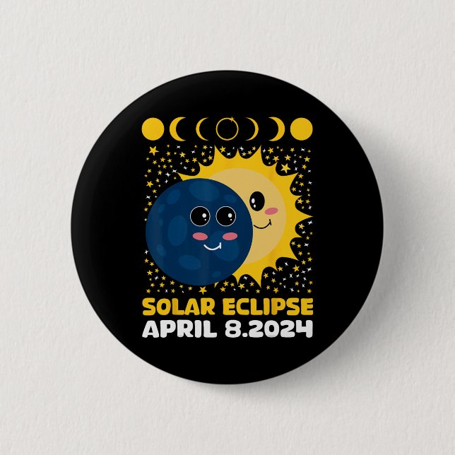 Solar Eclipse 2024 Cute Kids Småbarn Boy Total Ecl Knapp (Framsida)