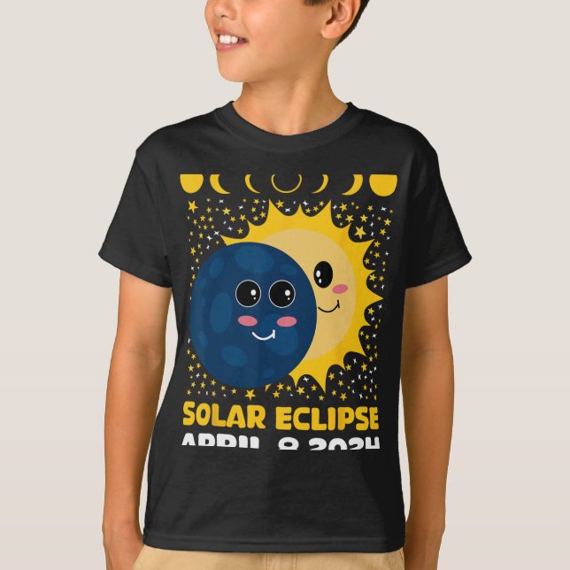 Solar Eclipse 2024 Cute Kids Småbarn Boy Total Ecl T Shirt (Framsida)