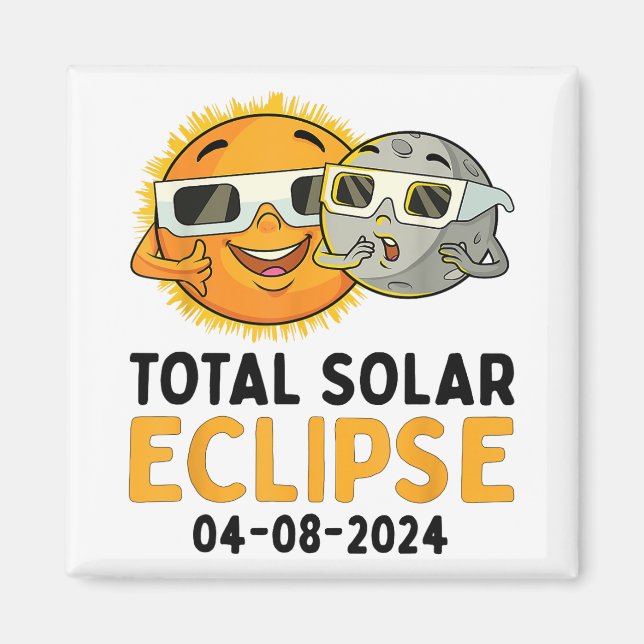 Solar Eclipse 2024 Glass Funny Sol Måne Ki Magnet (Framsidan)