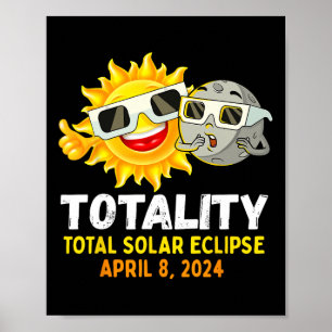 Solar Eclipse 2024 Gles Funny Sol Måne Kids Boys Poster