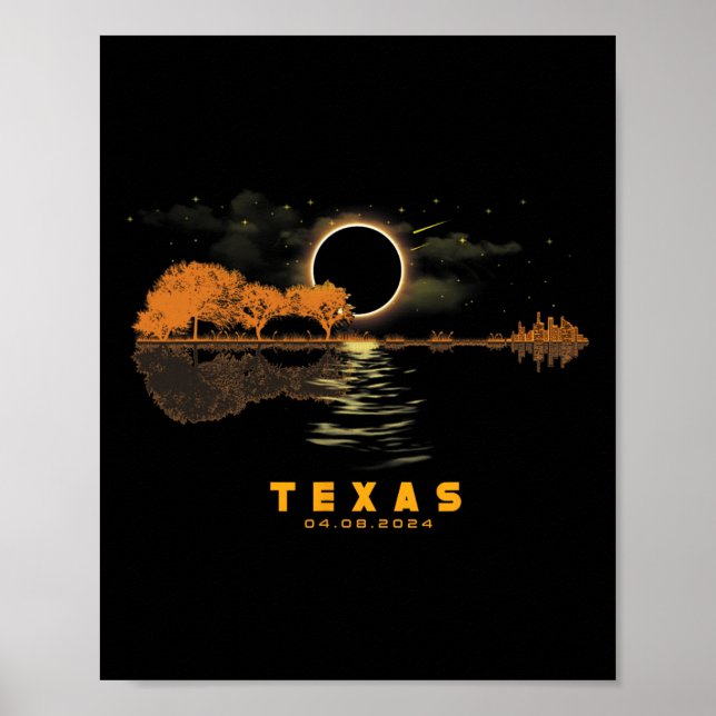 Solar Eclipse 2024 Guitar 04.08.24 Totality Texas Poster (Framsidan)