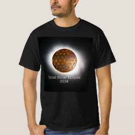 Solar Eclipse 2024 Guld Sparkling Flower of Life T Shirt