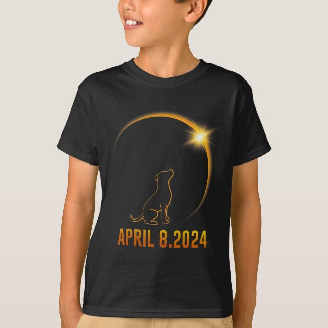 Solar Eclipse 2024 Hund 1 T Shirt (Framsida)