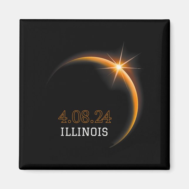 Solar Eclipse 2024 Illinois Totality Vår 4.08.2 Magnet (Framsidan)