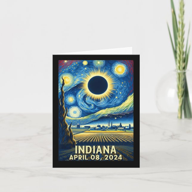 Solar Eclipse 2024 Indiana Starry Night Kort (Framsida)