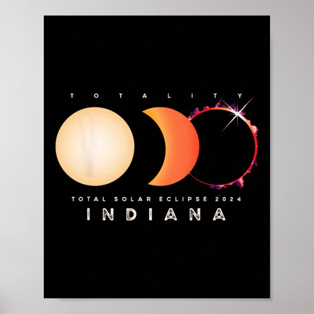 Solar Eclipse 2024 Indiana Total Eclipse Astronomy Poster (Framsidan)