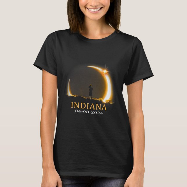 Solar Eclipse 2024 Indiana Total Solar Eclipse T Shirt (Framsida)