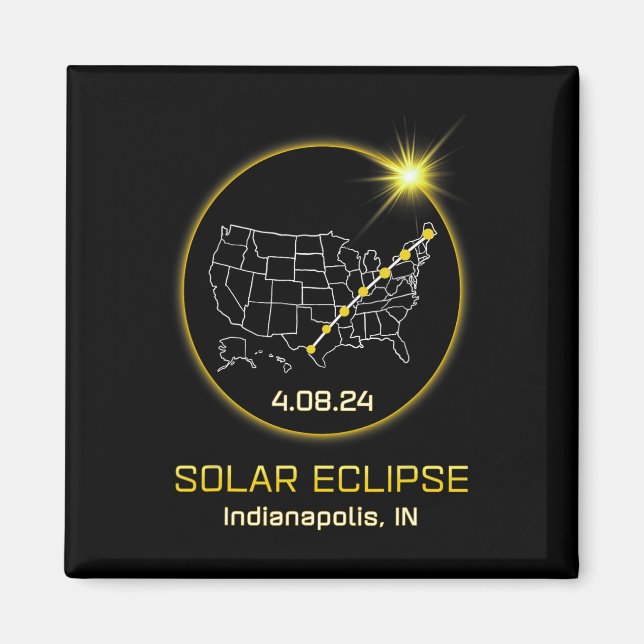 Solar Eclipse 2024 Indianapolis in Indiana Totalit Magnet (Framsidan)