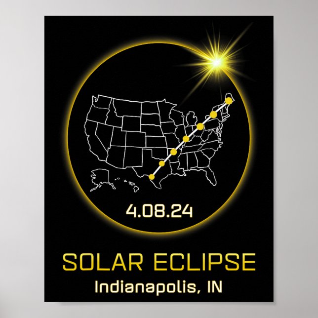 Solar Eclipse 2024 Indianapolis in Indiana Totalit Poster (Framsidan)