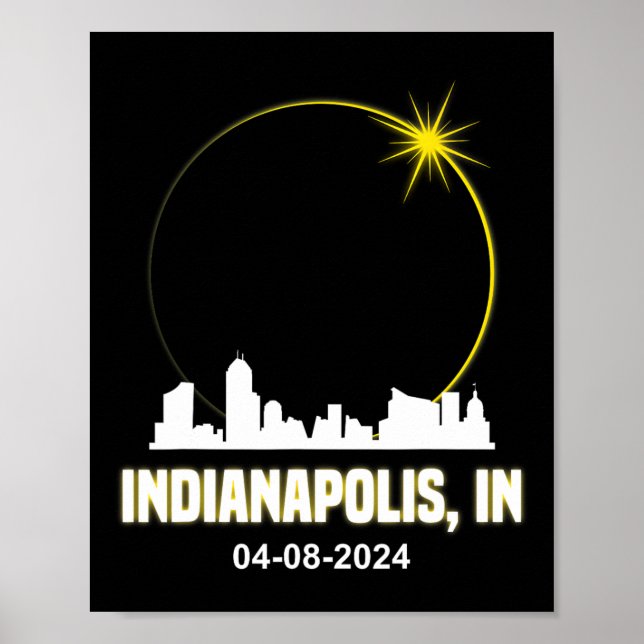 Solar Eclipse 2024 Indianapolis Skyline Indiana Ec Poster (Framsidan)