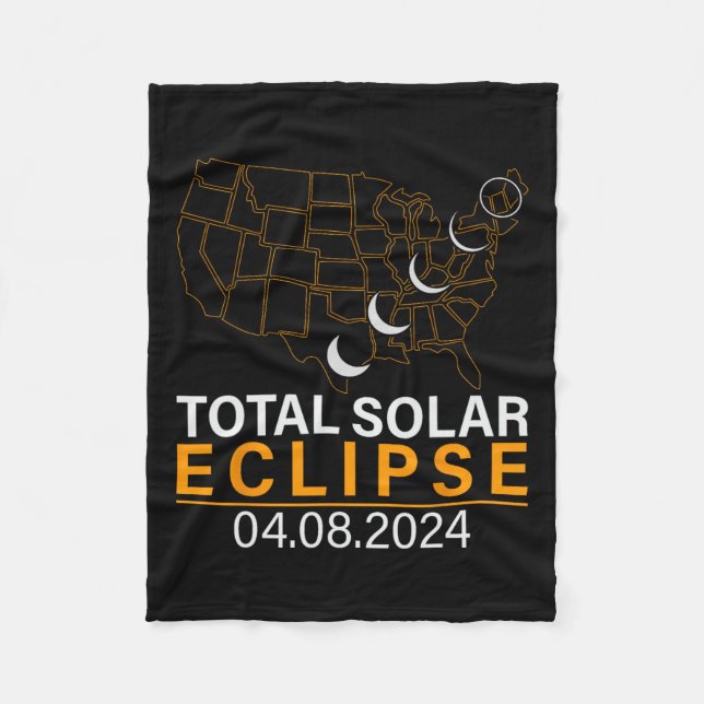 Solar Eclipse 2024 Karta Eclipse April 8 2024 Ecli Fleecefilt (Framsidan)