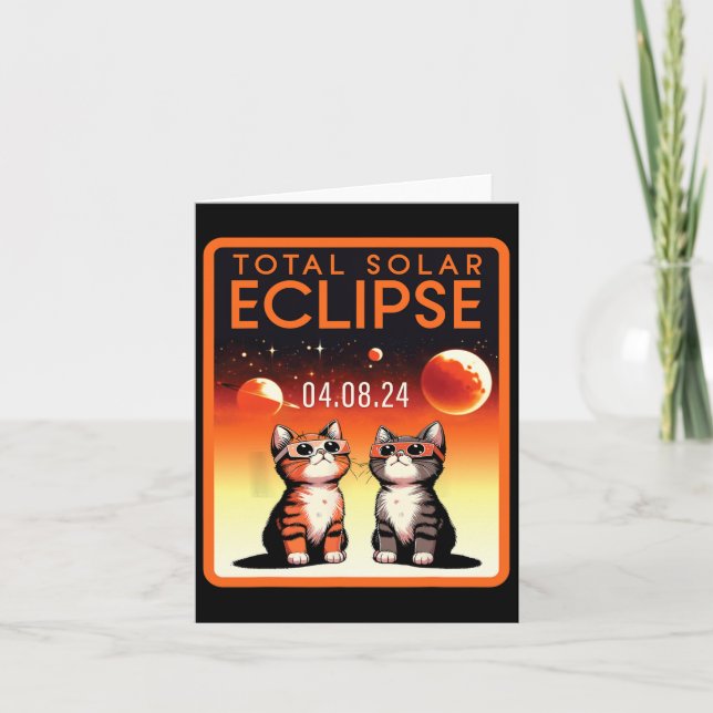 Solar Eclipse 2024, katt, totalt solarium 4.08.2 Kort (Framsida)