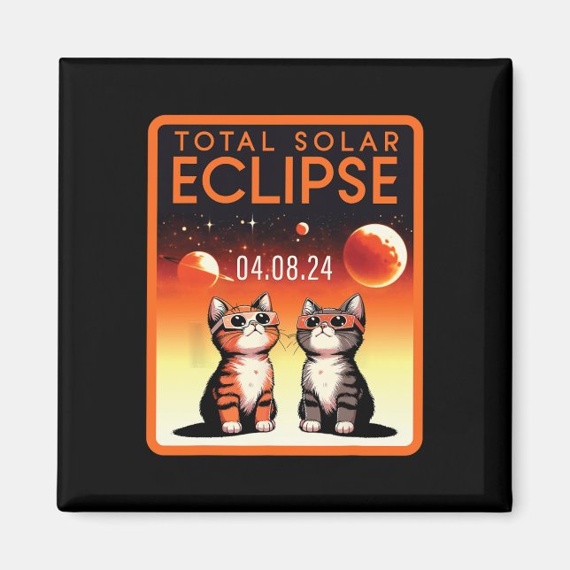 Solar Eclipse 2024, katt, totalt solarium 4.08.2 Magnet (Framsidan)