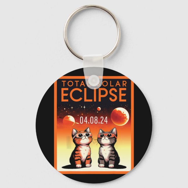 Solar Eclipse 2024, katt, totalt solarium 4.08.2 Nyckelring (Framsida)