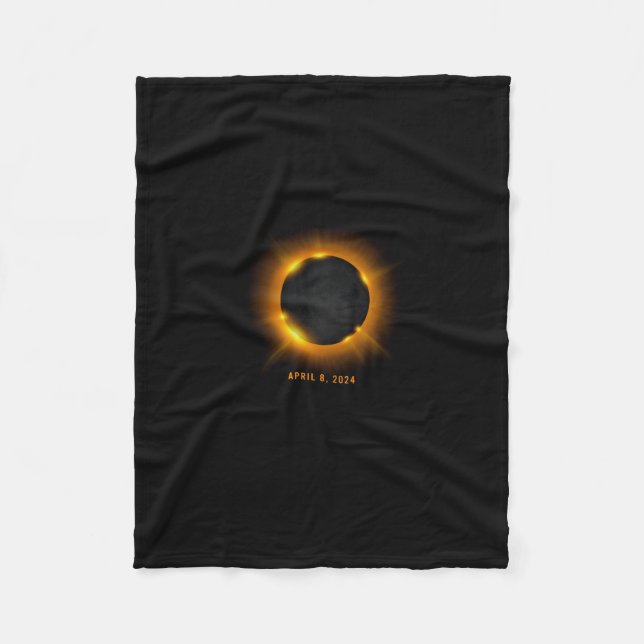 Solar Eclipse 2024 Långärmad Fleecefilt (Framsidan)