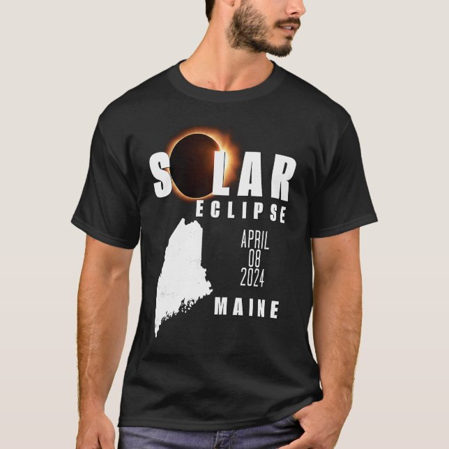 Solar Eclipse 2024 Maine State April 8, 2024 Total T Shirt (Framsida)