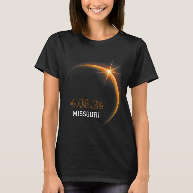Solar Eclipse 2024 Missouri Totality Vår 4.08.2 T Shirt (Framsida)