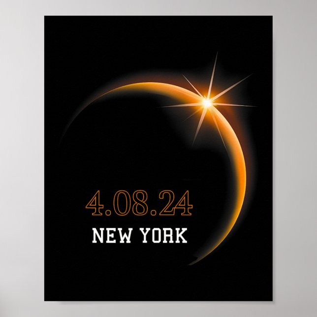 Solar Eclipse 2024 New York Totality Vår 4.08.2 Poster (Framsidan)