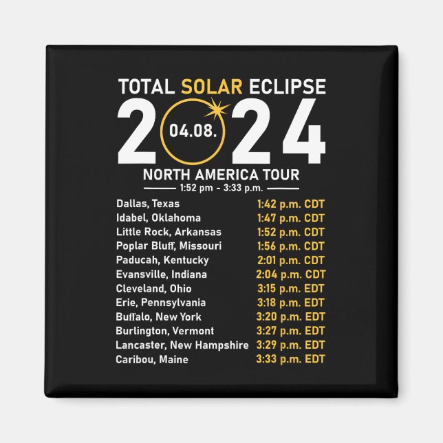 Solar Eclipse 2024 North America Tour State Sumi Magnet (Framsidan)