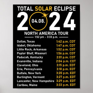 Solar Eclipse 2024 North America Tour State Sumi Poster