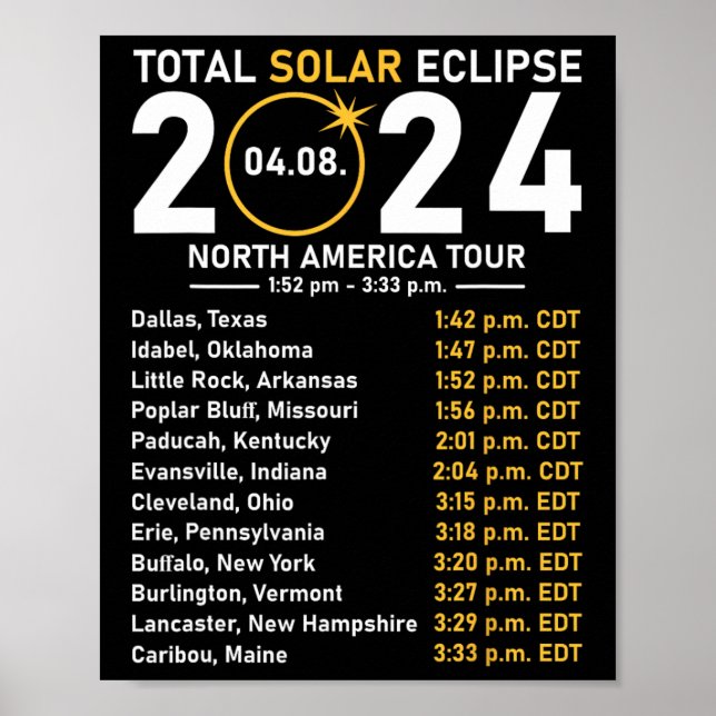 Solar Eclipse 2024 North America Tour State Sumi Poster (Framsidan)