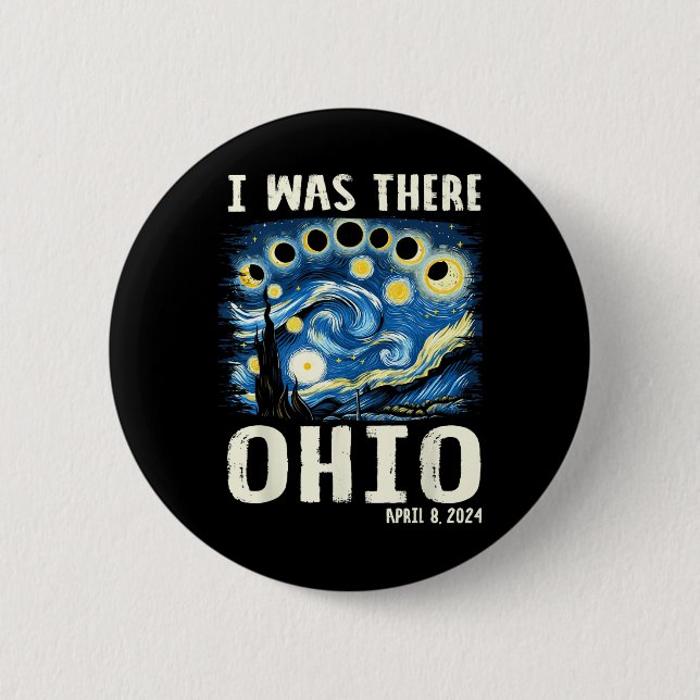 Solar Eclipse 2024 Ohio - Starry Night Painting Knapp (Framsida)