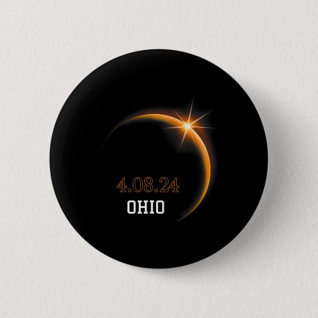 Solar Eclipse 2024 Ohio Totality Vår 4.08.24 Knapp (Framsida)