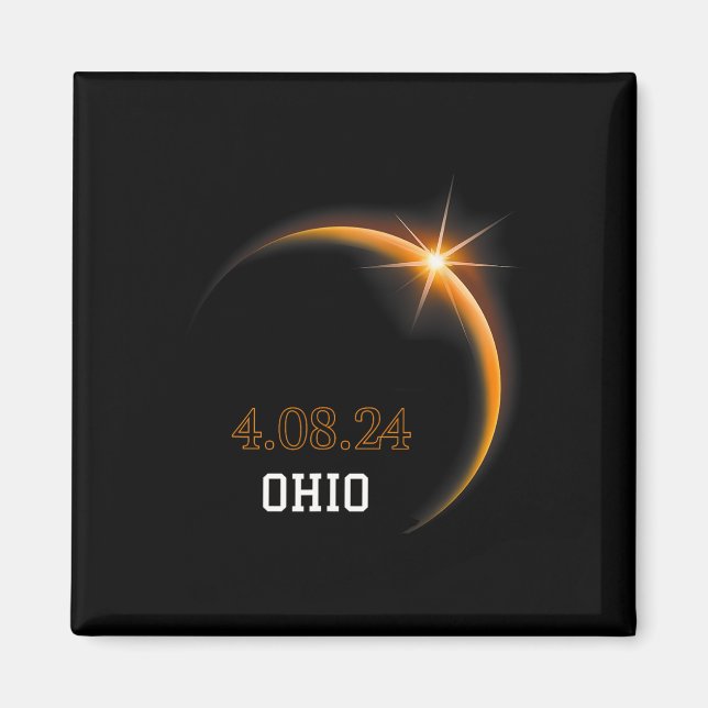 Solar Eclipse 2024 Ohio Totality Vår 4.08.24 Magnet (Framsidan)