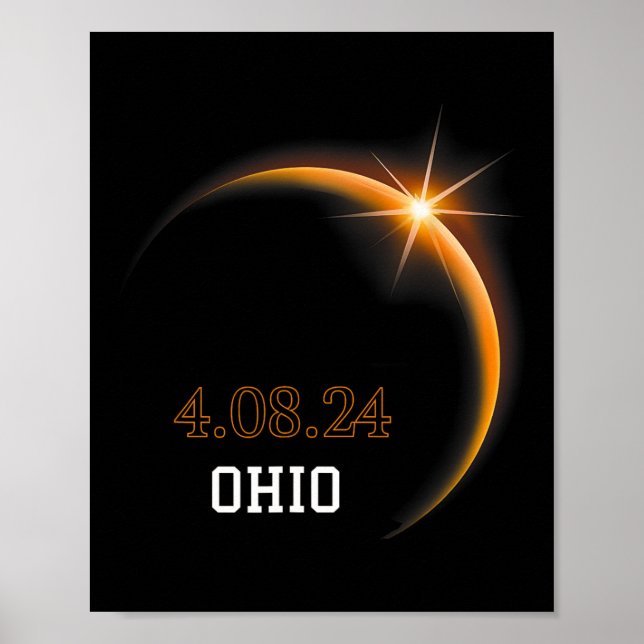 Solar Eclipse 2024 Ohio Totality Vår 4.08.24 Poster (Framsidan)