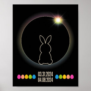 Solar Eclipse 2024 Roligt Påskhare Påskägg Poster