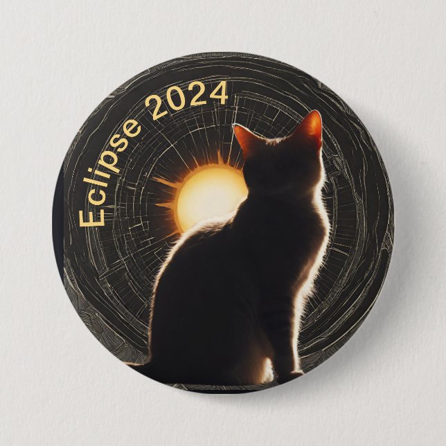 Solar Eclipse 2024 sol-katt Knapp (Framsida)