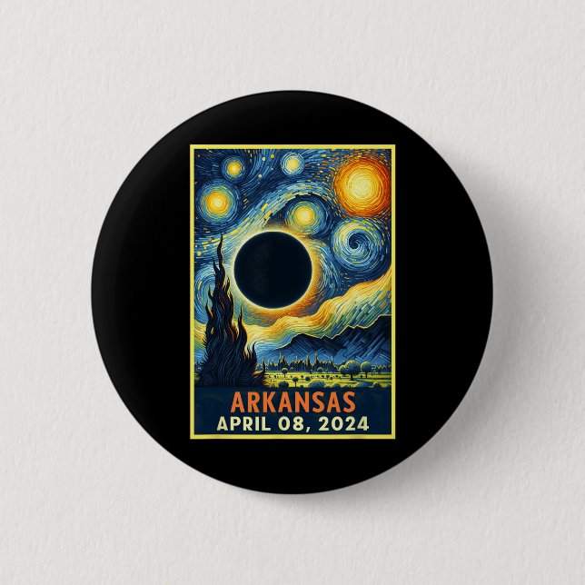 Solar Eclipse 2024 Starry Natt Knapp (Framsida)