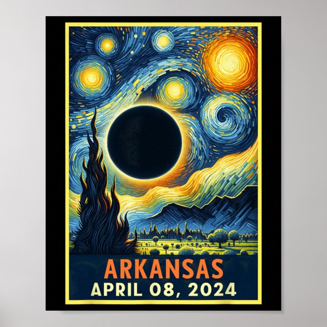 Solar Eclipse 2024 Starry Natt Poster (Framsidan)