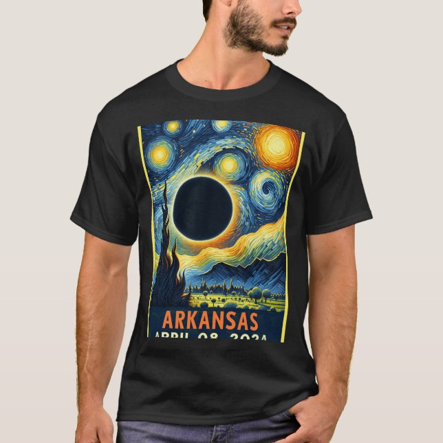 Solar Eclipse 2024 Starry Natt T Shirt (Framsida)
