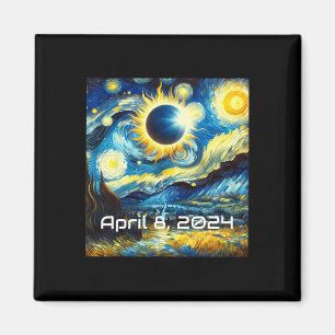 Solar Eclipse 2024 Starry Night Painting Van Gogh Magnet