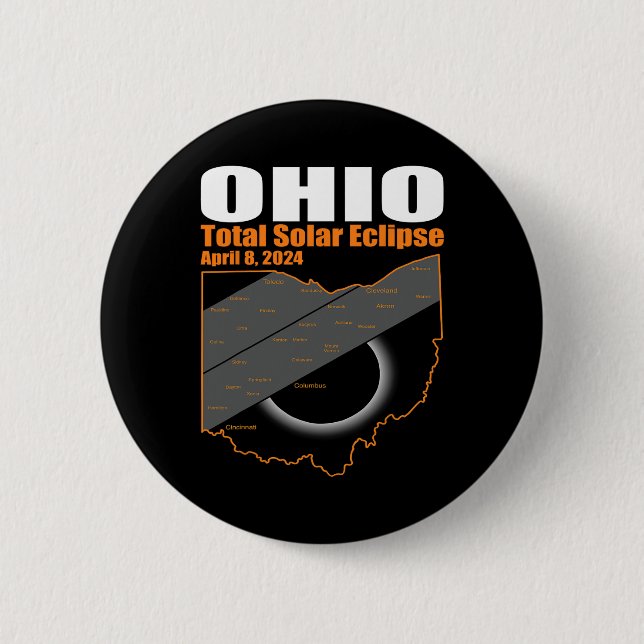 Solar Eclipse 2024 State Ohio Karta Total Solar Ec Knapp (Framsida)