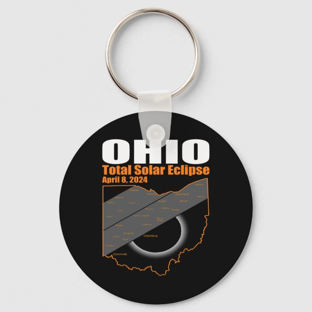 Solar Eclipse 2024 State Ohio Karta Total Solar Ec Nyckelring (Framsida)