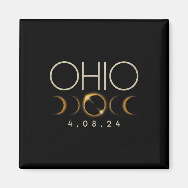 Solar Eclipse 2024 State Ohio Total Solar Eclipse Magnet (Framsidan)
