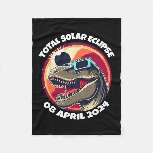 Solar Eclipse 2024 T-rex Wearing Eclipse Gles Fleecefilt (Framsidan)