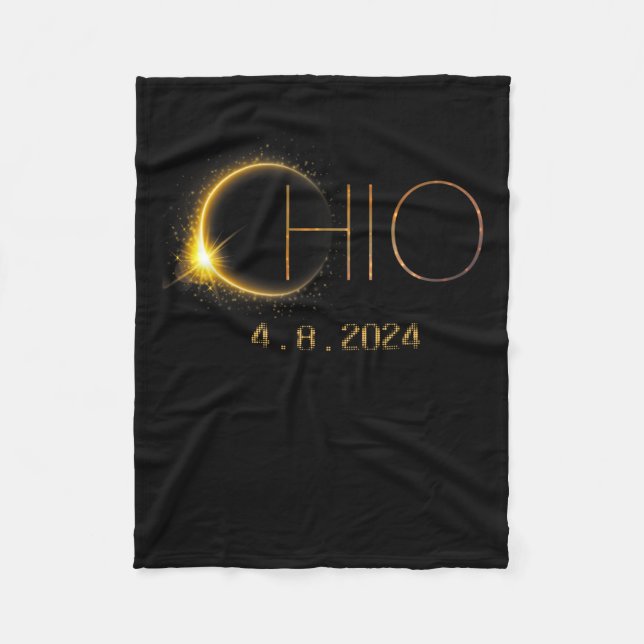 Solar Eclipse 2024 Total Solar Eclipse State Ohio Fleecefilt (Framsidan)