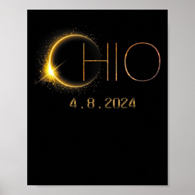 Solar Eclipse 2024 Total Solar Eclipse State Ohio Poster (Framsidan)