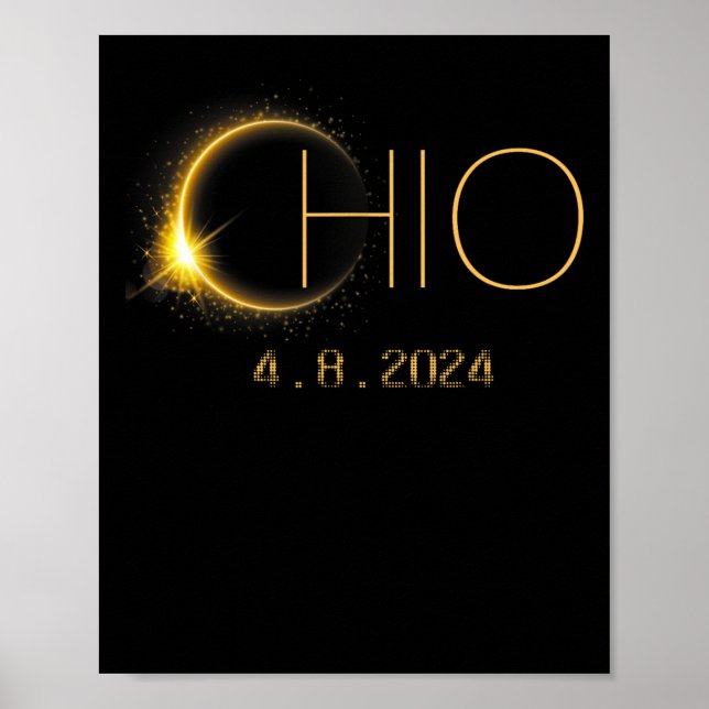 Solar Eclipse 2024 Total Solar Eclipse State Ohio Poster (Framsidan)